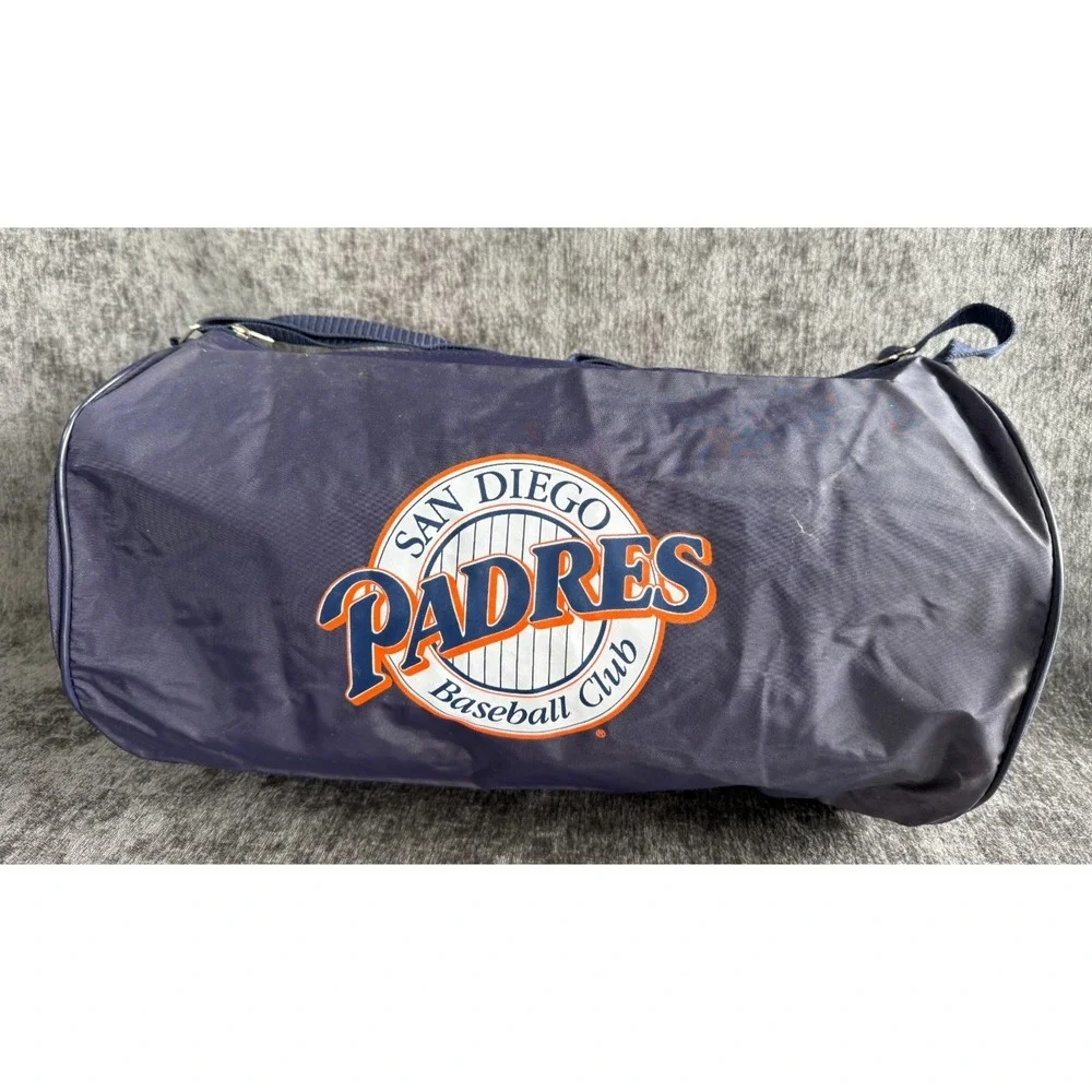 Vintage San Diego Padres BofA Giveaway Barrel Duffel Bag 90s‎ Navy Blue Orange